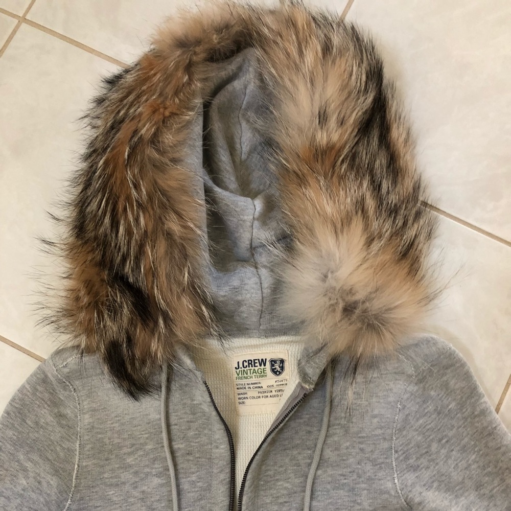 J Crew Vintage Sweatshirt grey sz S, REAL FOX TRIM